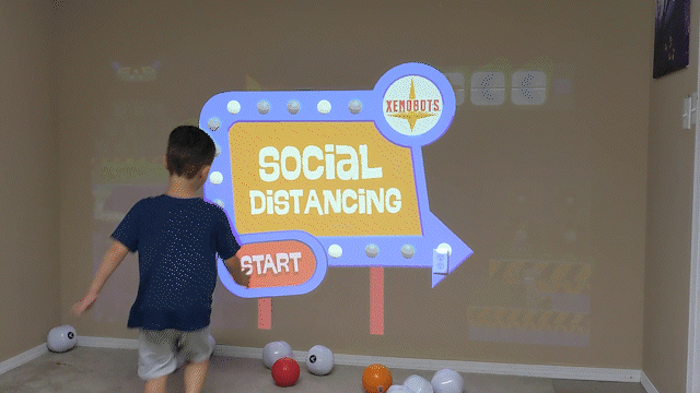 Adding a call to action to an interactive wall projection display.