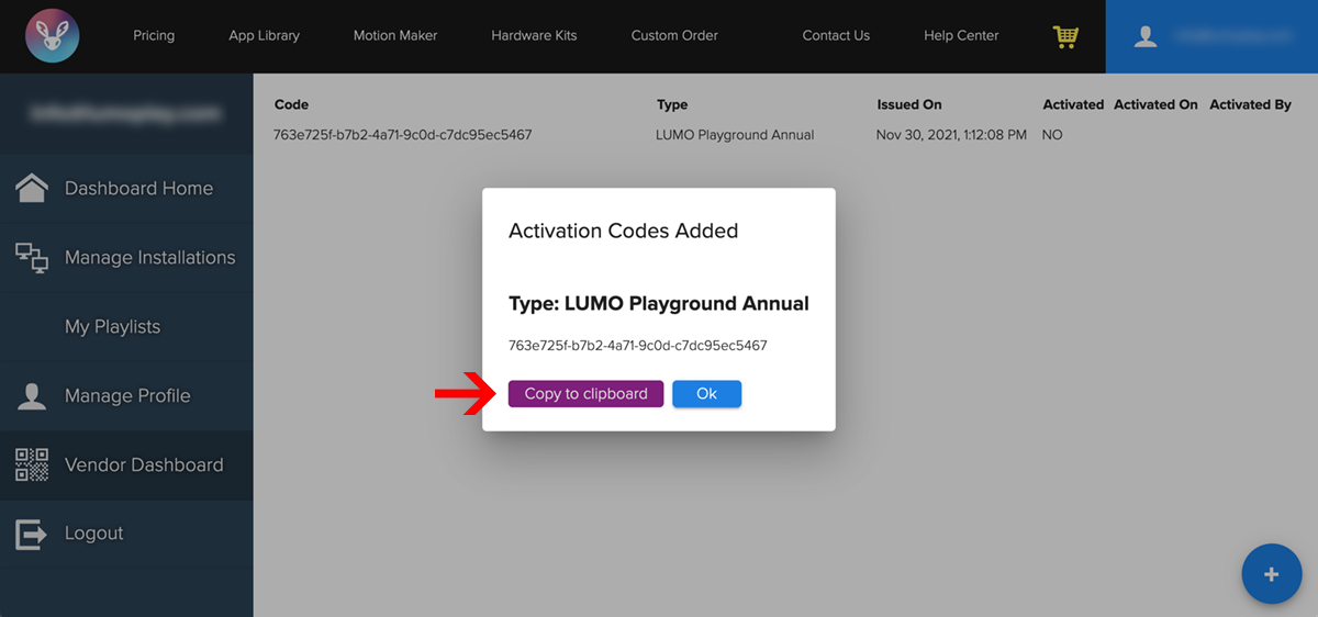 Step 5 Generating Activation Code 